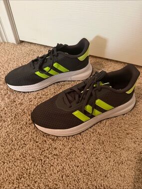 Adidas Black and Neon Green Cloud-foam Sneakers